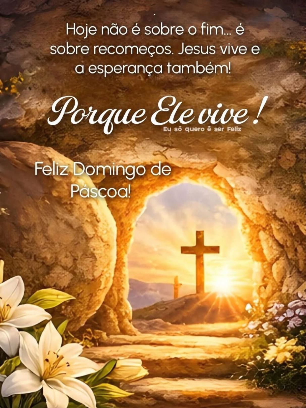 ✨ “Ele não está aqui; ressuscitou, como havia dito.” — Mateus 28:6 ✨

Jesus vive! 🙌

A ressurreição não é apenas uma lembrança, é uma verdade viva que nos renova todos os dias. Ele venceu a morte, venceu o medo e nos deu vida, esperança e um novo começo.

Que hoje você possa lembrar: não importa o vale, não importa a dor, Jesus vive e continua operando milagres. 💛

Receba essa verdade no seu coração e permita que a sua fé floresça. 🌿

Jesus vive… e com Ele, nós também podemos viver uma nova história. 🙏✨