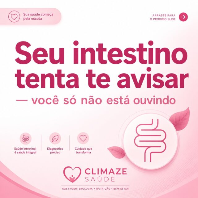 Seu intestino tenta te avisar — você só não está ouvindo. 🫢
Azia, gases, prisão de ventre, cansaço… esses sintomas tão comuns no dia a dia podem ser sinais de que algo não vai bem.
O problema é que a gente normaliza. "É só azia", "é só cansaço", "é normal viver com inchaço".
Não é.
O intestino é considerado nosso segundo cérebro. É lá que se produz mais de 90% da serotonina. Quando ele está inflamado, o corpo todo sente.
Deslize para conferir os 7 sinais de alerta 👉
⚕️ Na Climaze Saúde, temos gastroenterologistas prontos para te ajudar com um atendimento humanizado e acessível.
📲 Agende sua consulta pelo WhatsApp: (21) 97999-0898
📍 Rua Ivo do Prado, 195 — Campo Grande, RJ
#ClimazeSaúde #SaúdeIntestinal #Gastroenterologia #CampoGrandeRJ #SaúdeDigestiva #prevenção